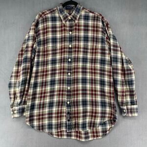Britches Cabin Shirt Button Down Flannel Mens M Red Blue Heritage Plaid Cotton